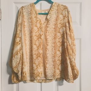 Yellow Snake Print Blouse NWOT